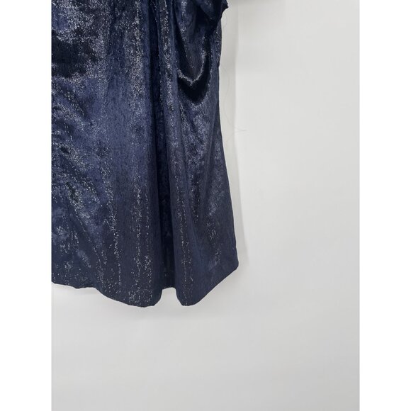 Lane Bryant Womens Shimmering Navy Blue Short Sleeve Blouse Size 18 velvet plus - Picture 5 of 6